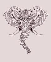 illustration vectorielle tête d'éléphant avec style mandala vecteur