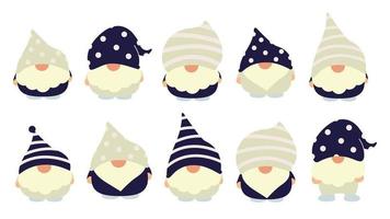 petits gnomes et elfes mignons de jardin en style dessin animé. fées caractéristiques pour les enfants et les enfants. Conception de gnome kawaii et d'elfe magique. illustration vectorielle. vecteur