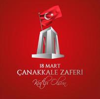 illustration vectorielle. 18 mart canakkale zaferi fête nationale , 1915 le jour de la victoire des ottomans monument de la victoire de canakkale. victoire de canakkale joyeuses fêtes vecteur