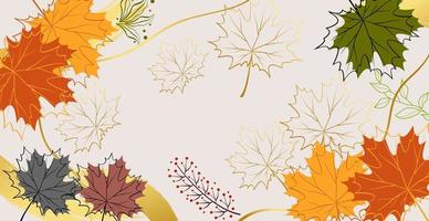 feuilles d'érable d'automne sur un fond coloré - vector