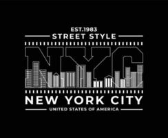 new york city typographie bâtiment illustration vecteur conception de t-shirt