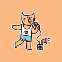 chant de vecteur de dessin animé de chat kawaii. parfait pour les enfants de la crèche, carte de voeux, fille de douche de bébé, conception de tissu.