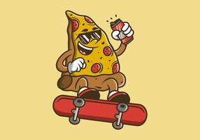 illustration de Pizza personnage sauter sur planche à roulette vecteur