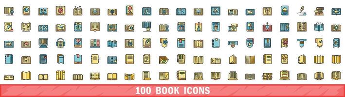 100 livre Icônes ensemble, Couleur ligne style vecteur