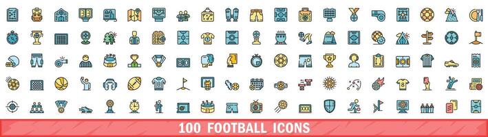 100 Football Icônes ensemble, Couleur ligne style vecteur