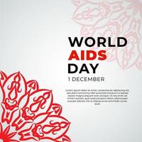 1er décembre bannière ou modèle de carte de la journée mondiale du sida et arrière-plan avec mandala vecteur