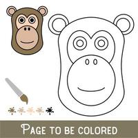 visage de babouin drôle à colorier, le livre de coloriage pour les enfants d'âge préscolaire avec un niveau de jeu éducatif facile. vecteur