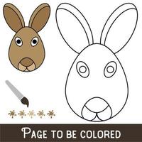 visage de lapin drôle à colorier, le livre de coloriage pour les enfants d'âge préscolaire avec un niveau de jeu éducatif facile. vecteur