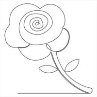 continu Célibataire ligne dessin de magnifique Rose fleurs vecteur style illustration