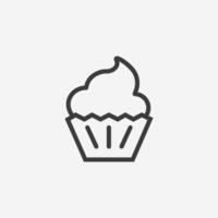 muffin, doux, crème, vanille, petit gâteau, gâteau, dessert icône vecteur symbole signe