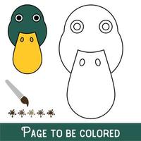 visage de canard drôle à colorier, le livre de coloriage pour les enfants d'âge préscolaire avec un niveau de jeu éducatif facile. vecteur