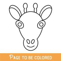 visage de girafe drôle à colorier, le livre de coloriage pour les enfants d'âge préscolaire avec un niveau de jeu éducatif facile, moyen. vecteur