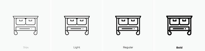 la table de nuit icône. mince, lumière, ordinaire et audacieux style conception isolé sur blanc Contexte vecteur