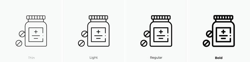 médicament icône. mince, lumière, ordinaire et audacieux style conception isolé sur blanc Contexte vecteur