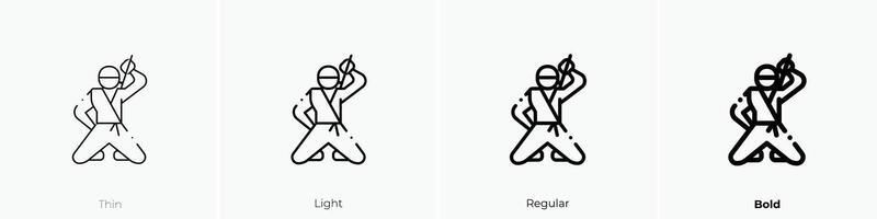 ninja icône. mince, lumière, ordinaire et audacieux style conception isolé sur blanc Contexte vecteur