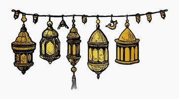 Ramadan d'or lanterne. vecteur illustration