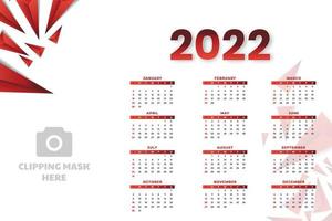 modèle de calendrier mensuel pour l'année 2022. la semaine commence le dimanche. calendrier mural dans un style minimaliste. vecteur