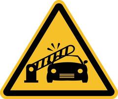 voiture barrière avertissement icône. faire attention, barrière se ferme automatiquement signe. automatique barrières ou boom sont fermeture symbole. plat style. vecteur