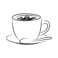 tasse à café blanche avec logo sur le dessus et vue latérale, cappuccino, americano, expresso, moka, latte, cacao vecteur