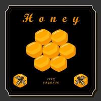 illustration sur thème pour étiquette de sucré écoulement vers le bas mon chéri dans nid d'abeille avec abeille vecteur