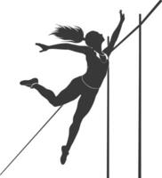 ai généré silhouette femmes haute sauter athlète dans action plein corps noir Couleur seulement vecteur