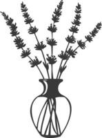 ai généré silhouette lavande fleur dans le vase noir Couleur seulement vecteur