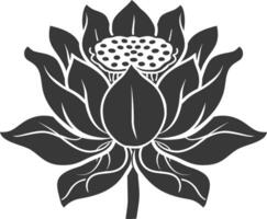 ai généré silhouette lotus fleur noir Couleur seulement vecteur