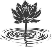 ai généré silhouette lotus fleur dans le l'eau noir Couleur seulement vecteur