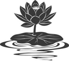 ai généré silhouette lotus fleur dans le l'eau noir Couleur seulement vecteur