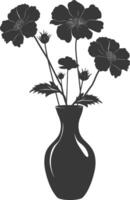 ai généré silhouette souci fleur dans le vase noir Couleur seulement vecteur