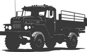 ai généré silhouette militaire un camion noir Couleur seulement vecteur