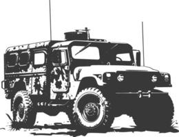 ai généré silhouette militaire un camion noir Couleur seulement vecteur