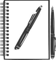 ai généré silhouette carnet et stylo noir Couleur seulement vecteur