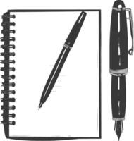 ai généré silhouette carnet et stylo noir Couleur seulement vecteur