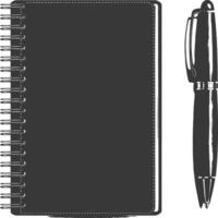 ai généré silhouette carnet et stylo noir Couleur seulement vecteur