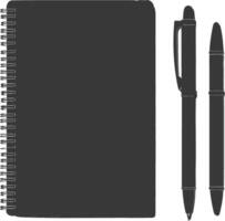 ai généré silhouette carnet et stylo noir Couleur seulement vecteur