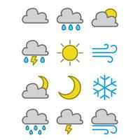 conception d'icône de prévisions météo avec contour et coloré. conception d'applications et de présentations. vecteur