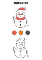 bonhomme de neige de Noël de dessin animé de couleur. feuille de travail pour les enfants. vecteur