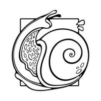 vecteur dessiné à la main d'escargot commun. limace à contour stylisé avec coque radiale. illustration vectorielle isolée sur fond blanc. parfait pour l'étiquette de conception, le logo, la crème cosmétique.