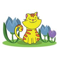 mignonne dessin animé multicolore chat. content animal de compagnie. vecteur illustration isolé sur blanc Contexte.