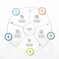 modèle d'infographie de cercle de base avec 5 étapes, processus ou options, diagramme de processus. vecteur