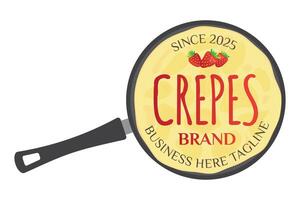 crêpes ou Crêpes dans crêpe la poêle logo vecteur