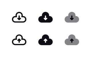 nuage Télécharger icône ensemble - serveur fichier récupération symboles vecteur