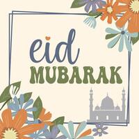 eid mubarak illustration avec une lanterne, étoile, et lune islamique Contexte. vecteur