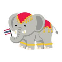 mignonne Thaïlande l'éléphant tenir thaïlandais drapeau vecteur