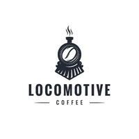 locomotive train café haricot branché ancien logo vecteur