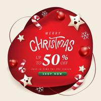 bannière de promotion de vente joyeux noël avec décoration festive vecteur