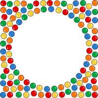Contexte avec bassin coloré des balles. cercle Cadre. vide espace. vecteur