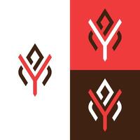 unique monogramme lettre oui Facile logo, logo sur rouge et marron arrière-plan, adapté pour votre entreprise vecteur