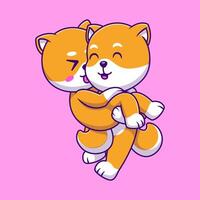 mignonne romantique shiba inu coupledessin animé vecteur Icônes illustration. plat dessin animé concept. adapté pour tout Créatif projet.